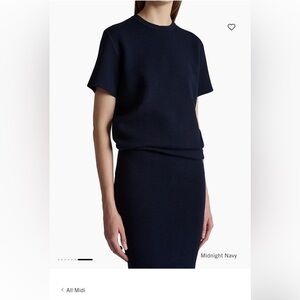 KHAITE Midnight Navy Knit T-Shirt Midi Dress